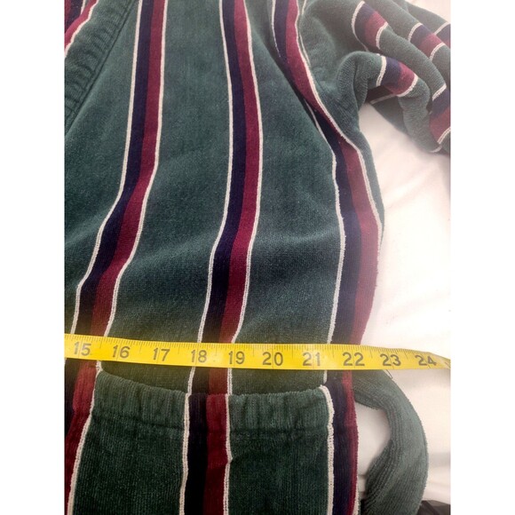 Vintage Stafford Bath Robe OS Mens Green Striped Thick Terry Cloth Belted Cotton - Picture 11 of 13